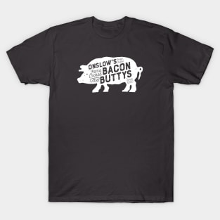 Onslow's Bacon Butty - Pig Design (White on Asphalt) T-Shirt